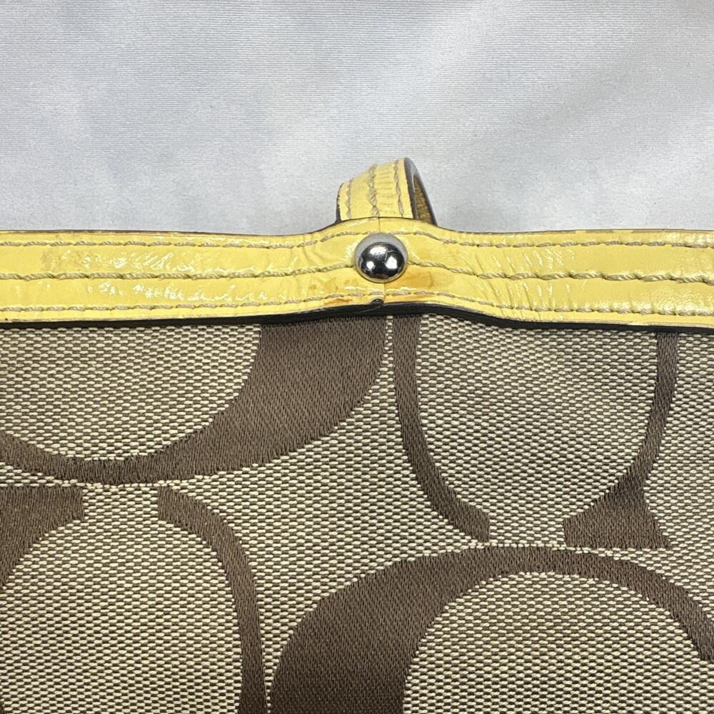 Coach Signature Zip-Top Satchel Handbag Brown/Beige Yellow A1076-F13548 W/wallet - Picture 10 of 16